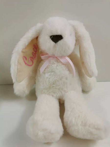 Personalised Cream Velour  Bunny Soft Toy