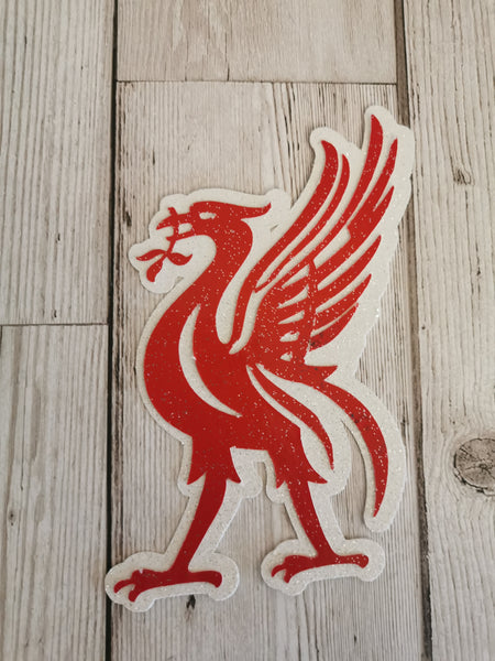 Happy Birthday Liverpool Liver Bird LFC Theme Glitter Cake topper