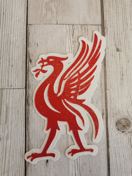 Happy Birthday Liverpool Liver Bird LFC Theme Glitter Cake topper