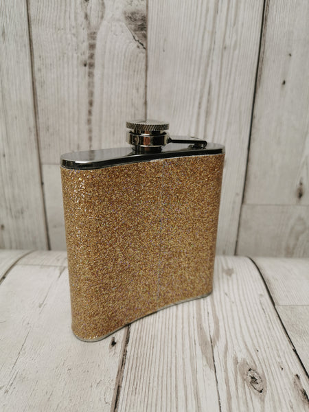 Bride To Be Gold Glitter 6oz Stainless Steel Hip Flask