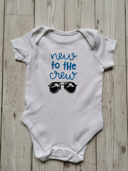 Personalised New to the  (ANY NAME) Crew Baby Onesie