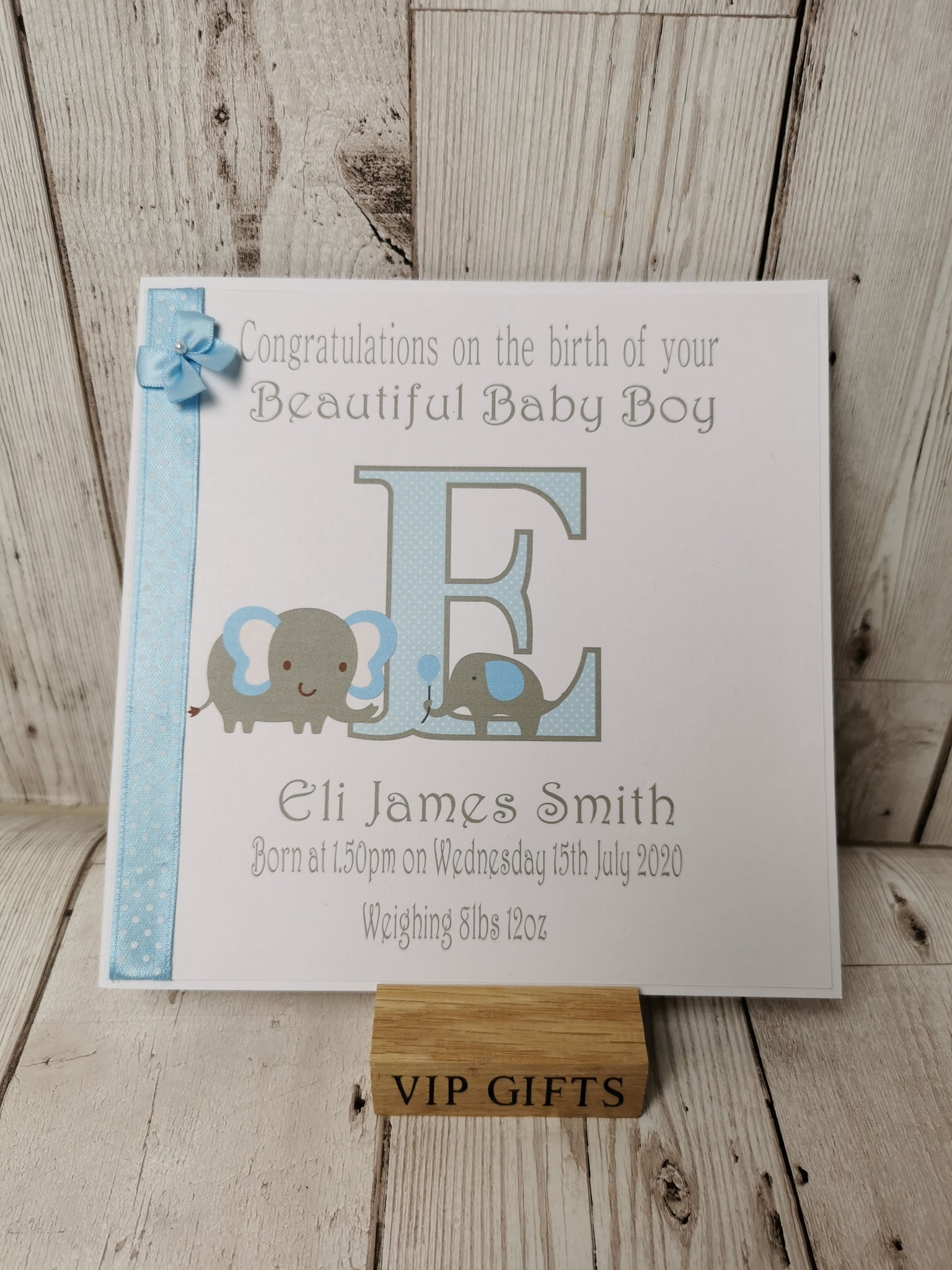 Personalised Baby Initial Birth Announcement Card