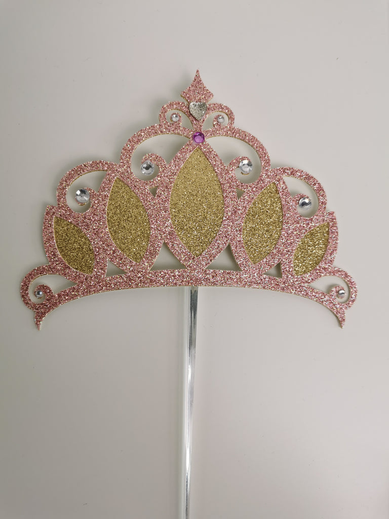 Gold Crown Cake Topper ~ with Pink Rhinestones