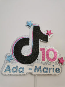 Personalised 3d Tik Tok Style Glitter Cake Topper