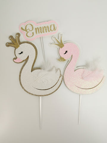 Personalised Swan Princess Style Cake Toppers