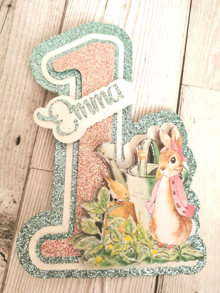 Personalised 3d Pink Peter Rabbit Cake Topper