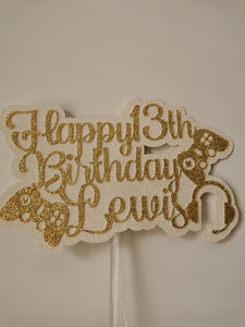 Personalised Happy Birthday+ Age Game Controller Cake Topper 12 Colours