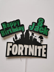 Personalised Fortnite Style Glitter Cake Topper
