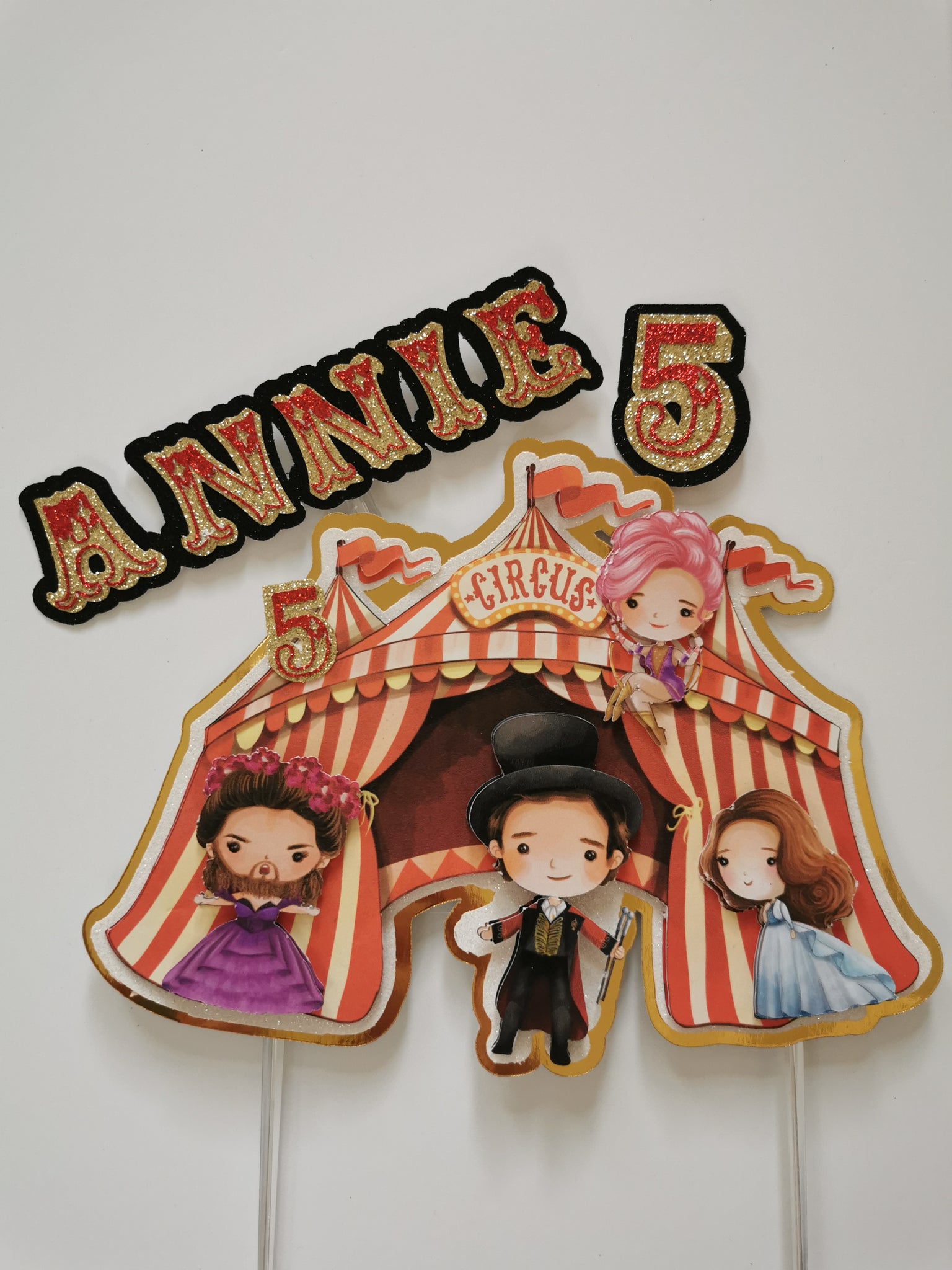 Personalised The Greatest Showman 3d Style Cake Topper