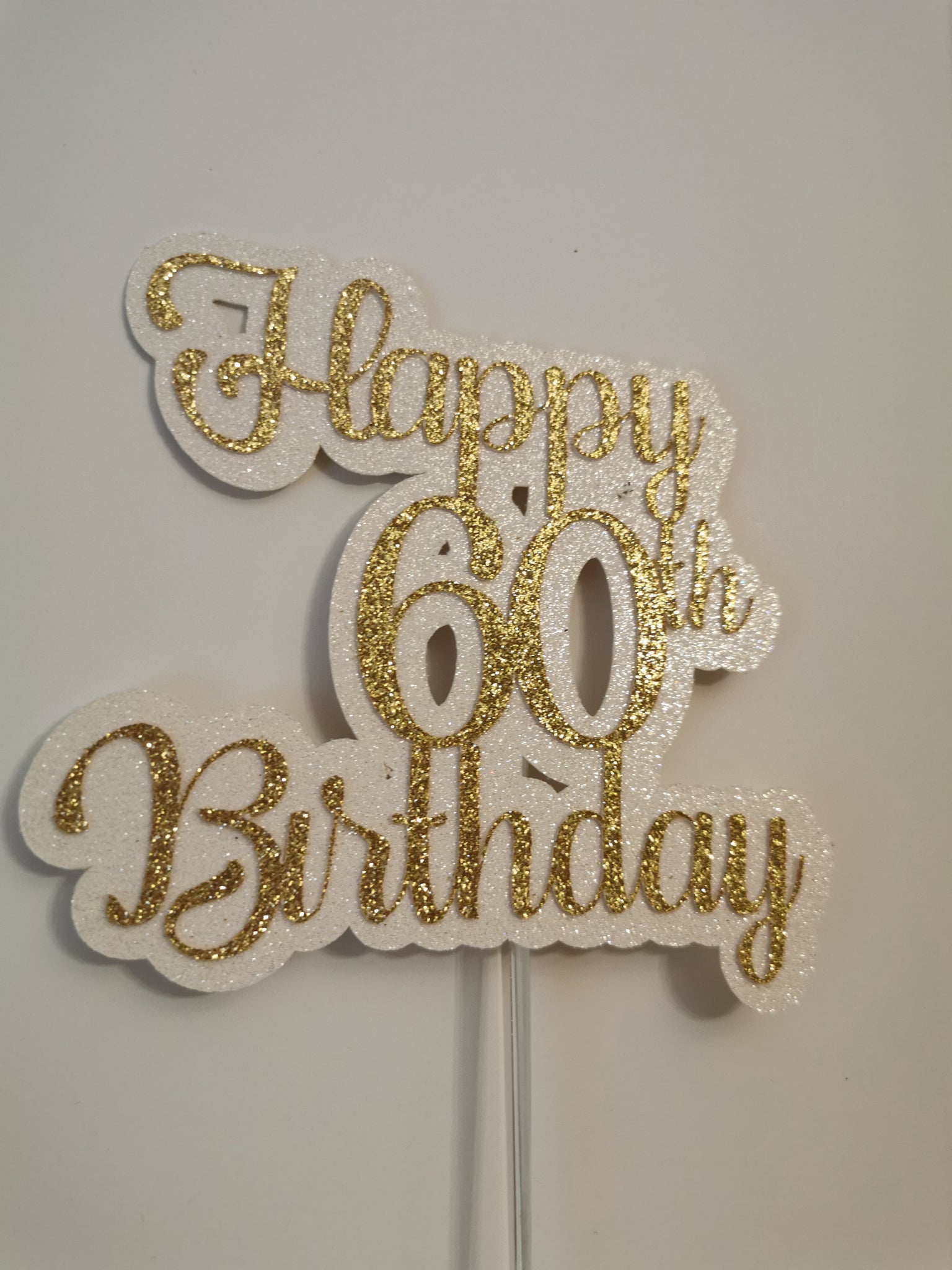 Happy 60th Birthday cake topper style D – Laser and Lace