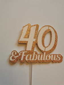 40 & Fabulous Glitter Cake Topper available in 24 Colours