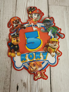 Personalised Paw Patrol Shield Style Cake Topper