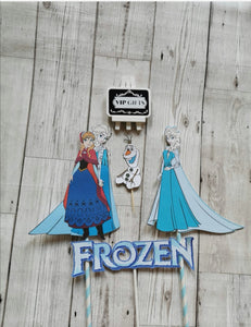 Frozen Anna, Elsa , Olaf Style Cake Topper