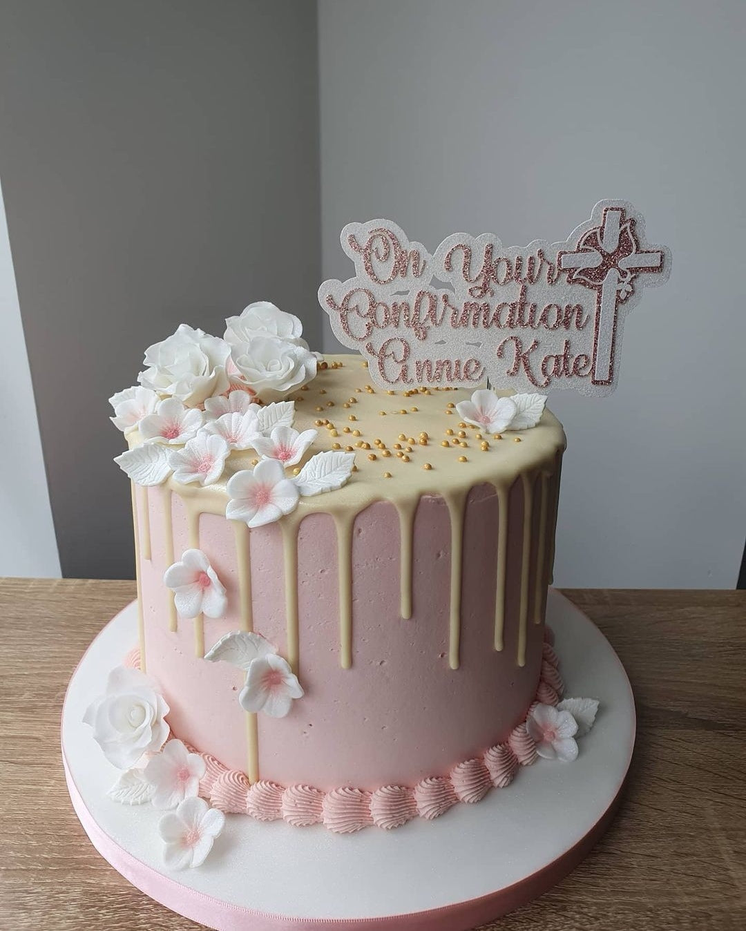 Personalised On Your Confirmation Day Cross Glitter (G) Cake Topper 12 Colours