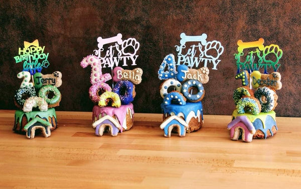 Happy Birthday Bone & Paw Shape Dog Cake Topper 14 Colours (B)