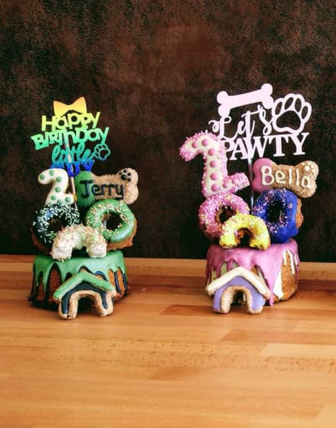 Paw Shape Happy Birthday Dog Cake Topper 24 Colours (A)