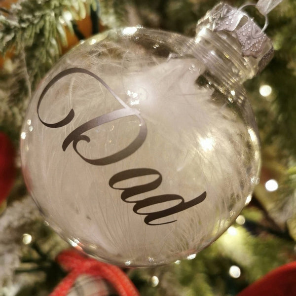 Personalised Feather Filled Memory Bauble