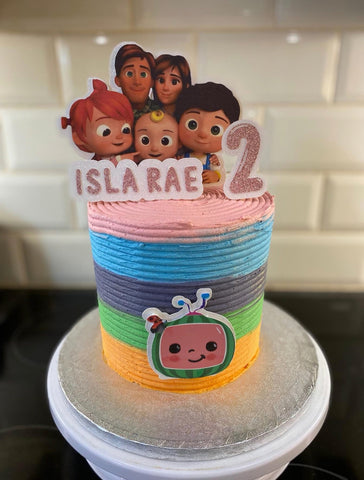 Personalised Cocomelon Family Style Glitter Cake Topper