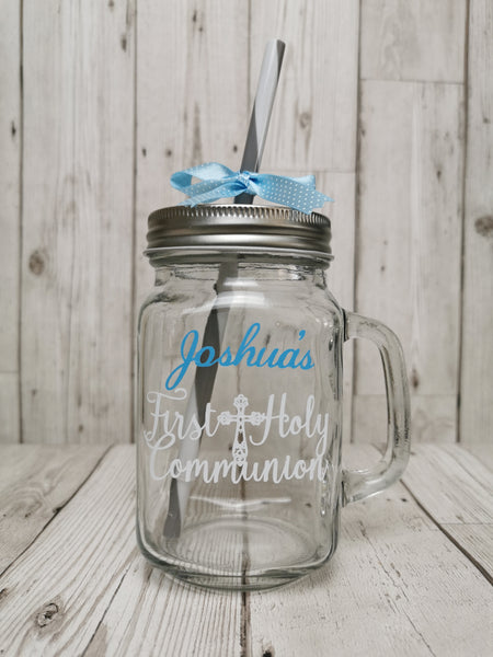 Personalised 1st / First Holy Communion Glass Mason Jar